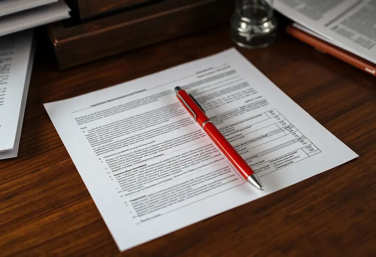 Printed test cases on a desk with a red pen circling an idempotency scenario