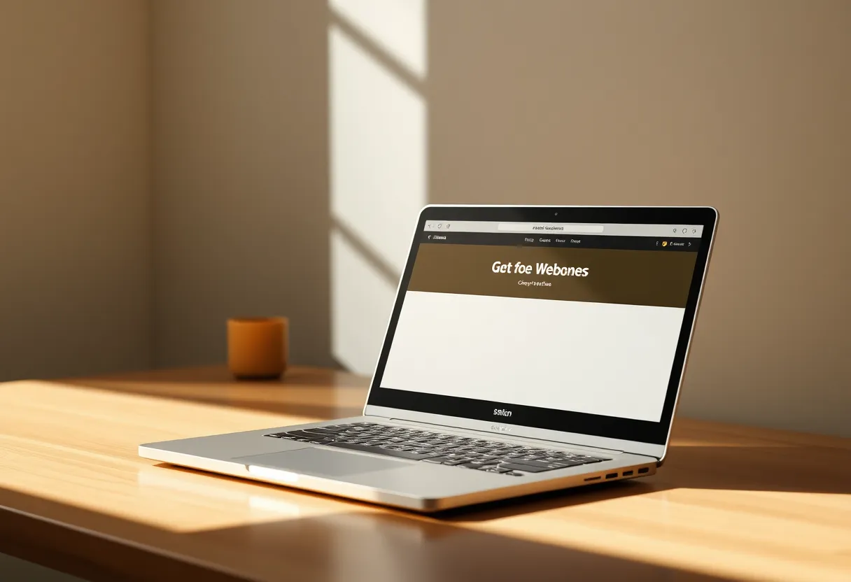 Quiet personal website on a laptop in a sunlit room