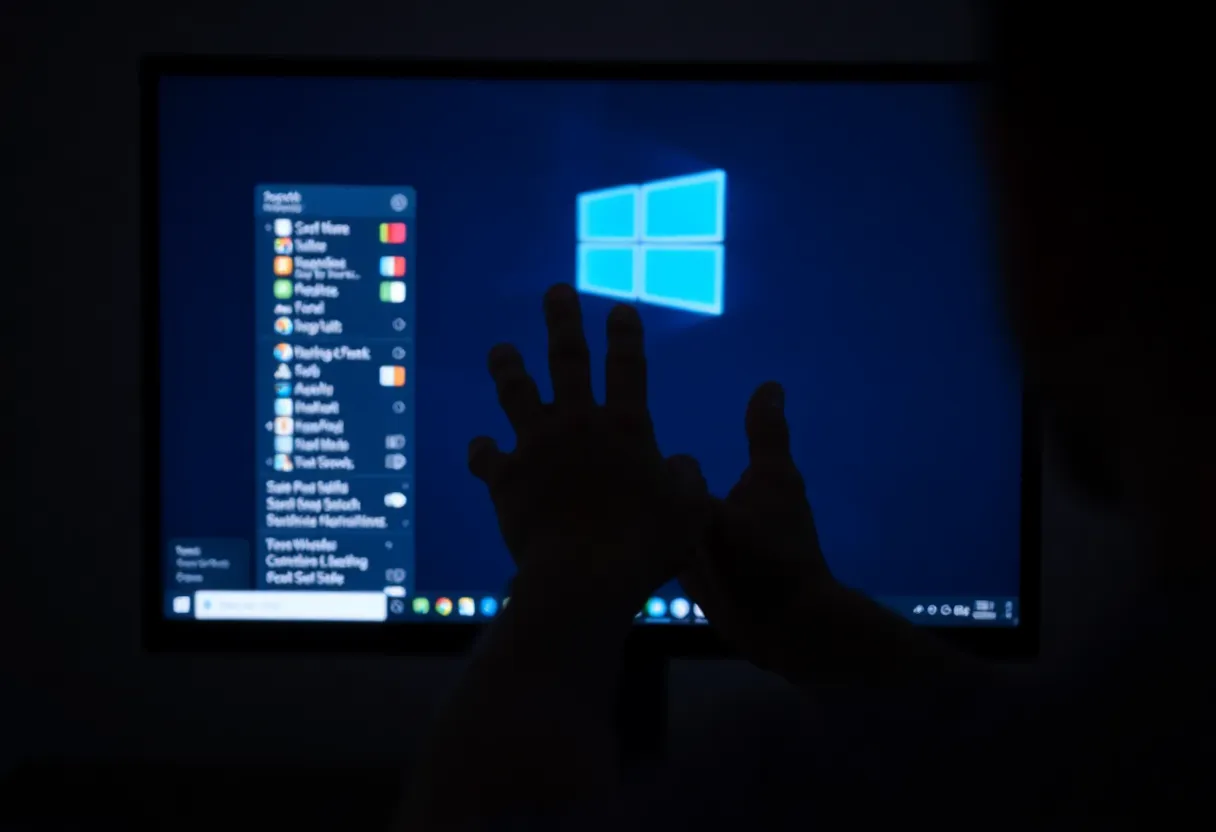 Hands adjusting display scaling with monitor glow visible