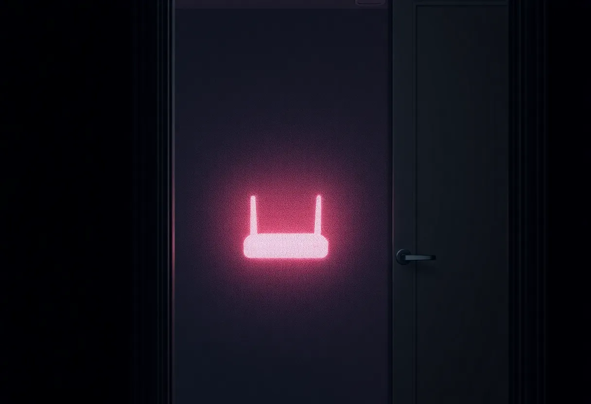 Router glow behind a frosted glass door