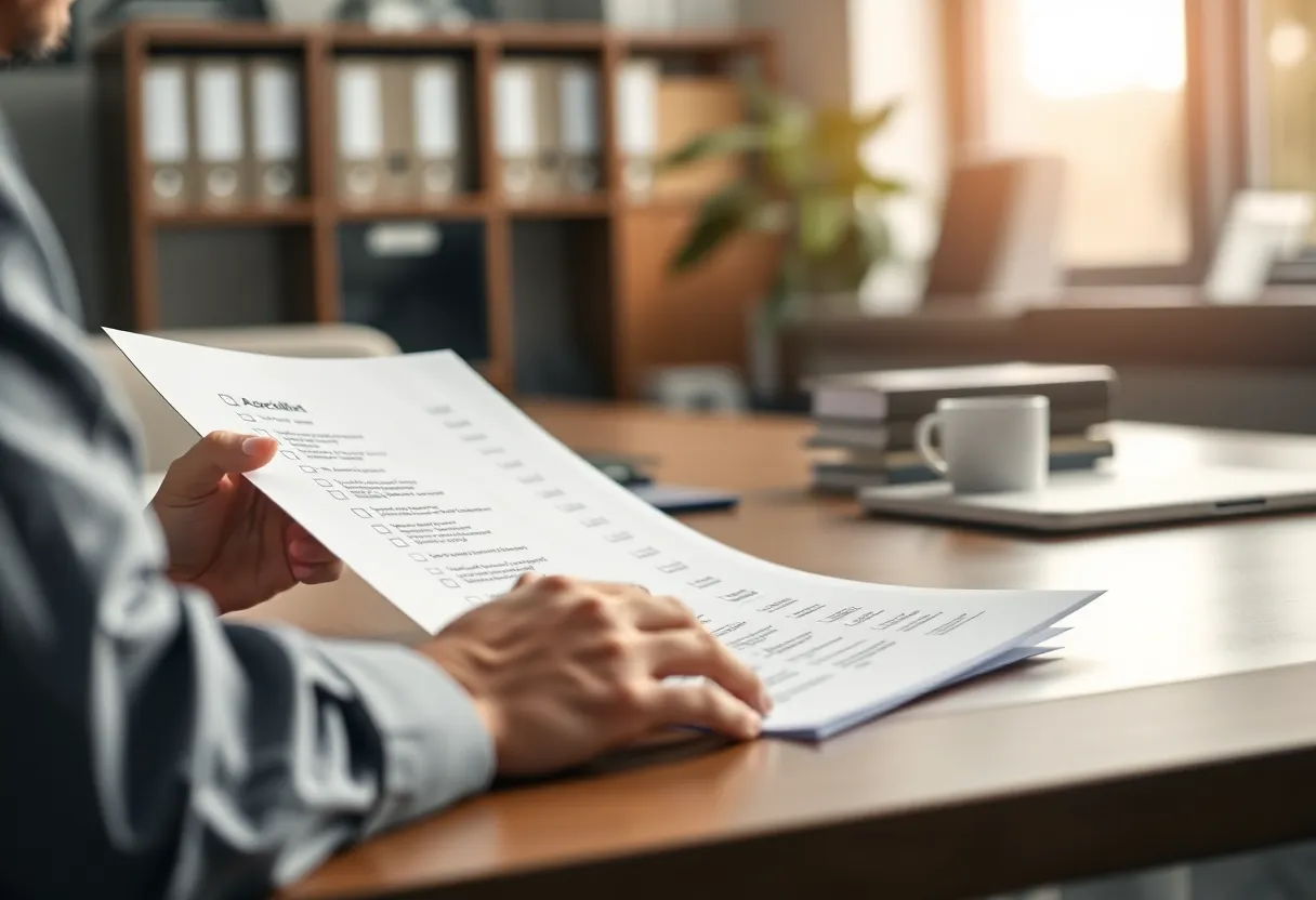 Founder reviewing a printed checklist before taking customer money
