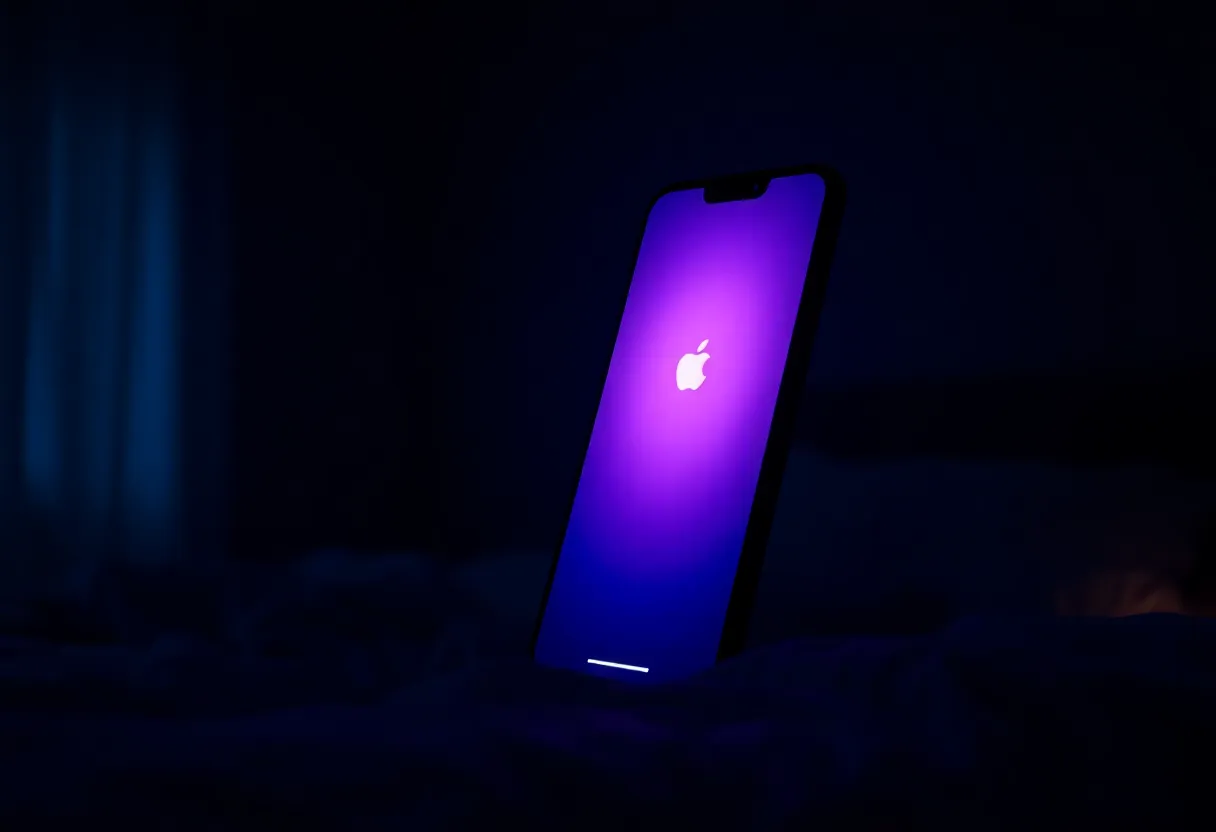 Phone lock screen glow in a dark bedroom
