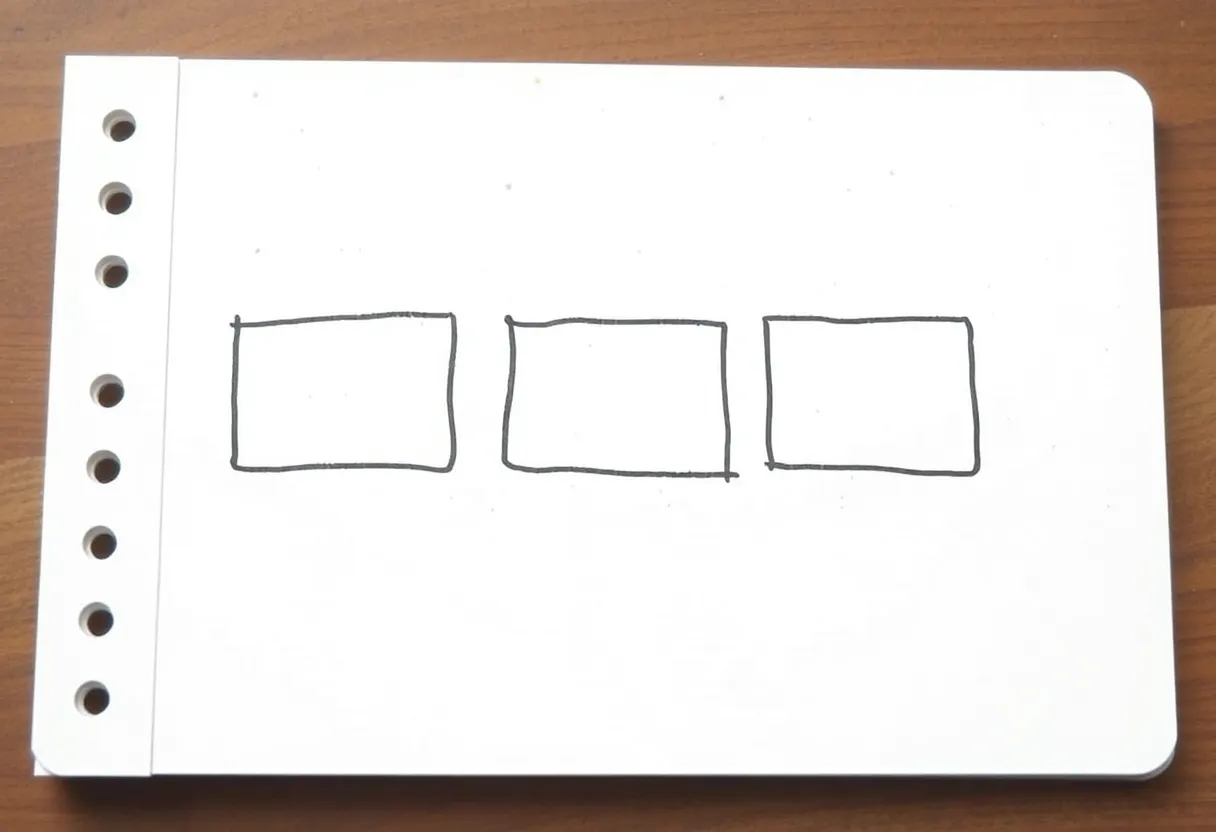 Simple handwritten sketch of a few core patterns on a desk