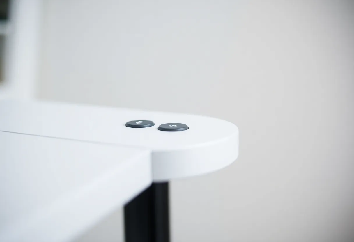 Sit-stand desk keypad on the desk edge
