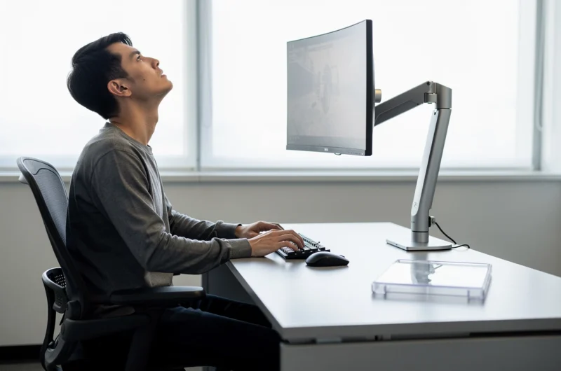 Monitor Arm Height vs the Stock Stand: The Neck Angle a Second Screen Adds