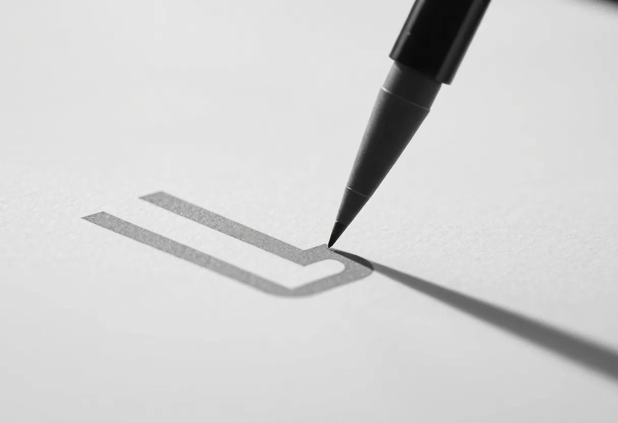 A stylus marking a grayscale e-ink page