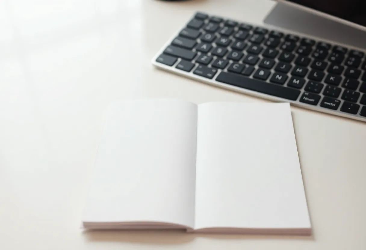 A single page of notes beside a keyboard on a clean desk