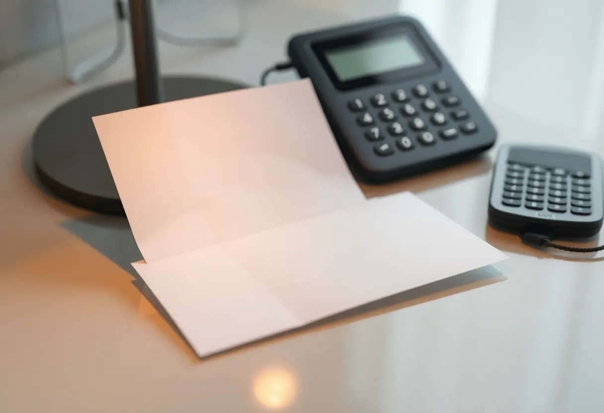 An unsent letter and envelope on a desk next to a phone