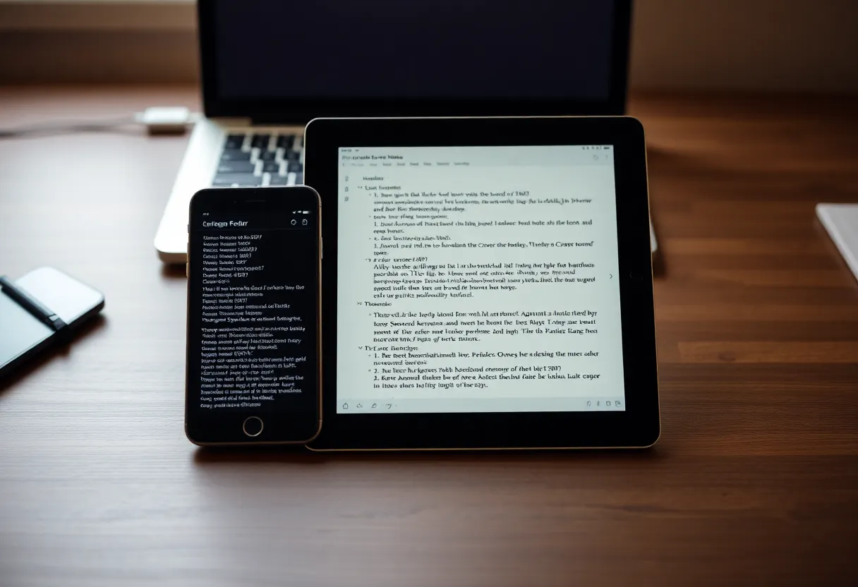 A phone and an e-ink tablet side by side syncing a folder of markdown notes