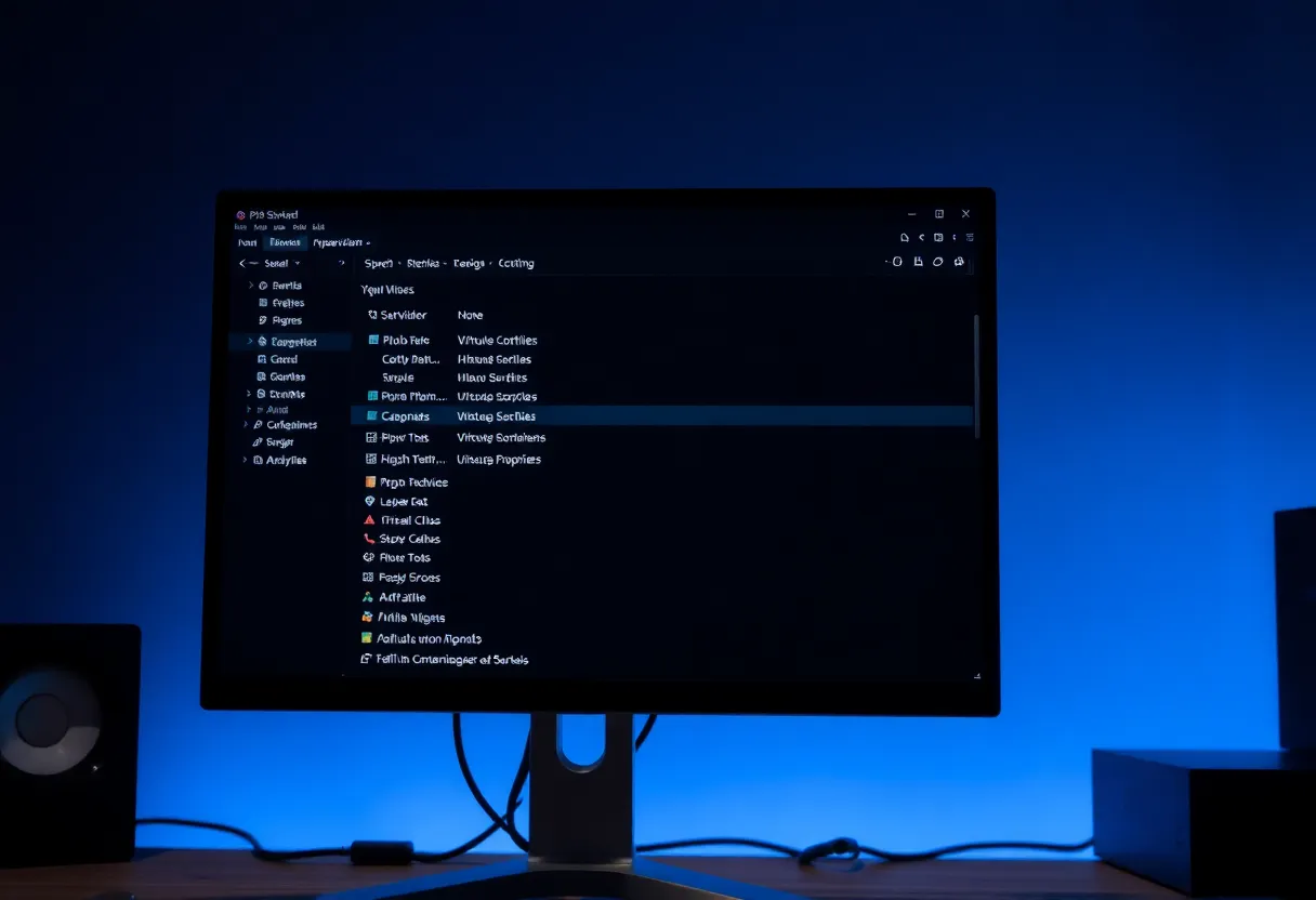 A hypervisor web interface on a monitor showing virtual machines and containers