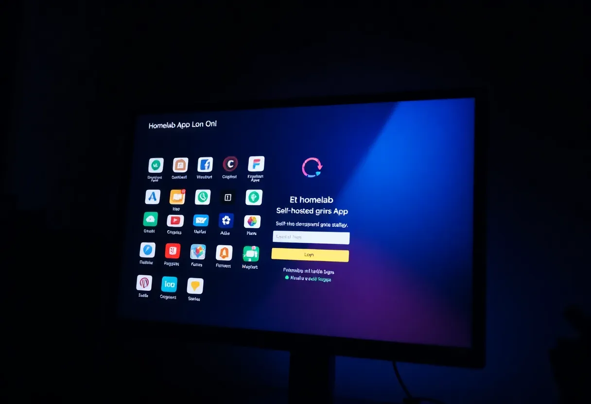 A homelab dashboard of self-hosted apps behind a single sign-on login screen
