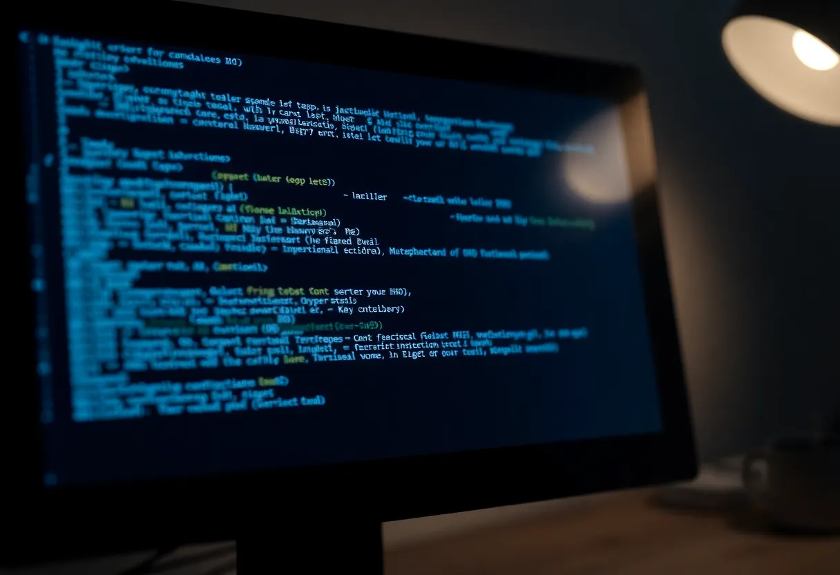 Close-up of an e-ink monitor showing code in a text editor