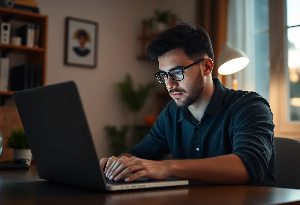 A person restoring files from a backup on a laptop