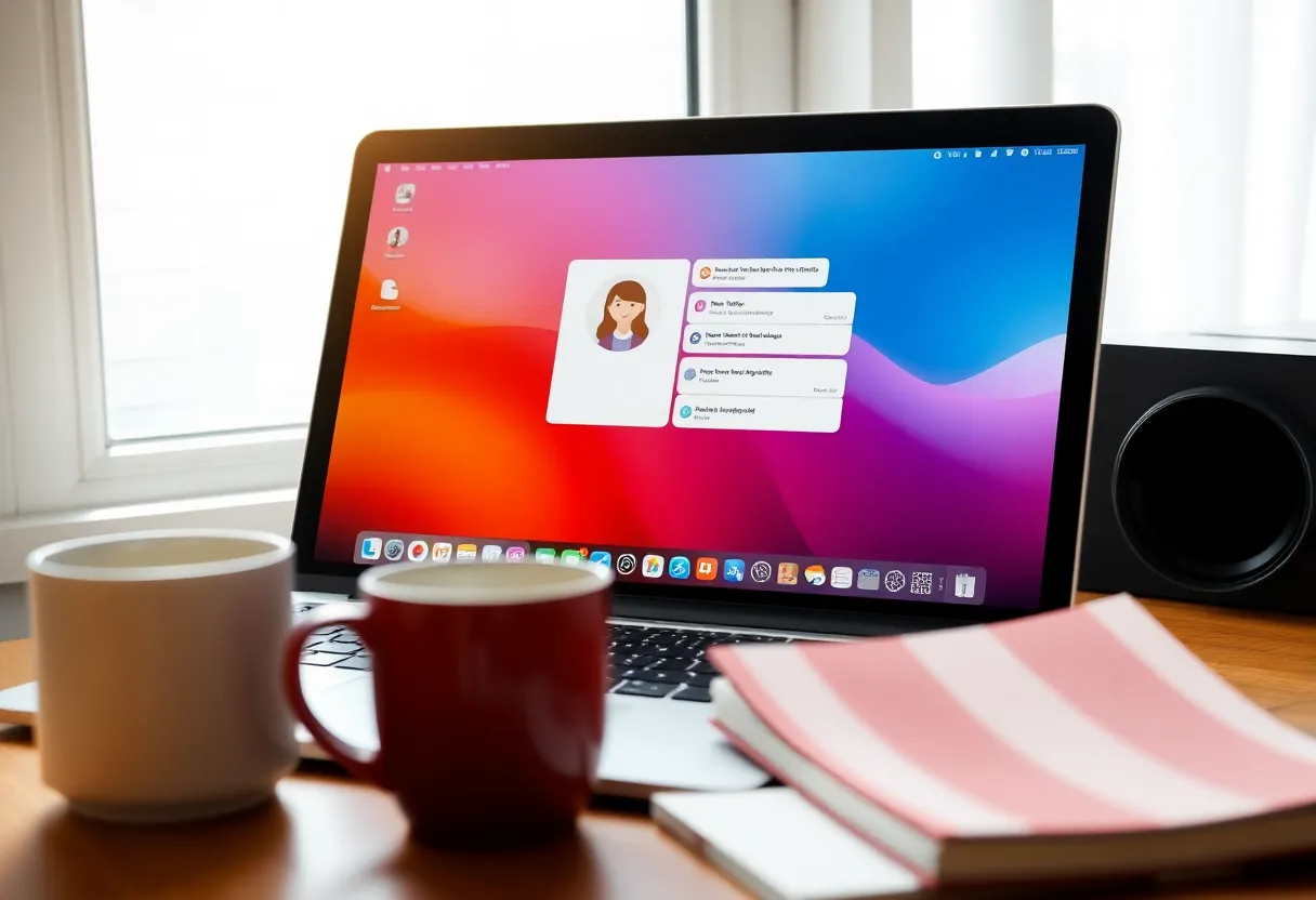 A laptop showing a desktop app for downloading and chatting with local language models