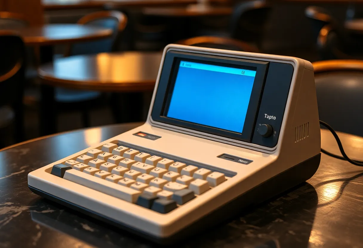 A dedicated writing device with an e-ink screen and mechanical keyboard on a wooden desk